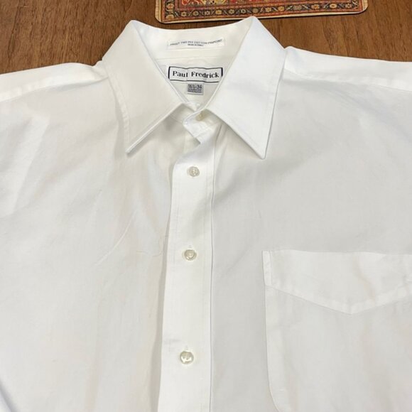 Paul Fredrick Men's Dress Shirt - French Cuffs - White - Size L (16.5x34) - GUC - Picture 3 of 10
